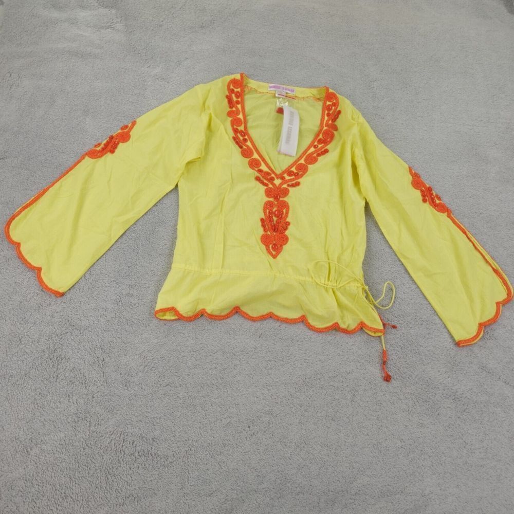 Monique Leshman Yellow Blouse with Orange Trim